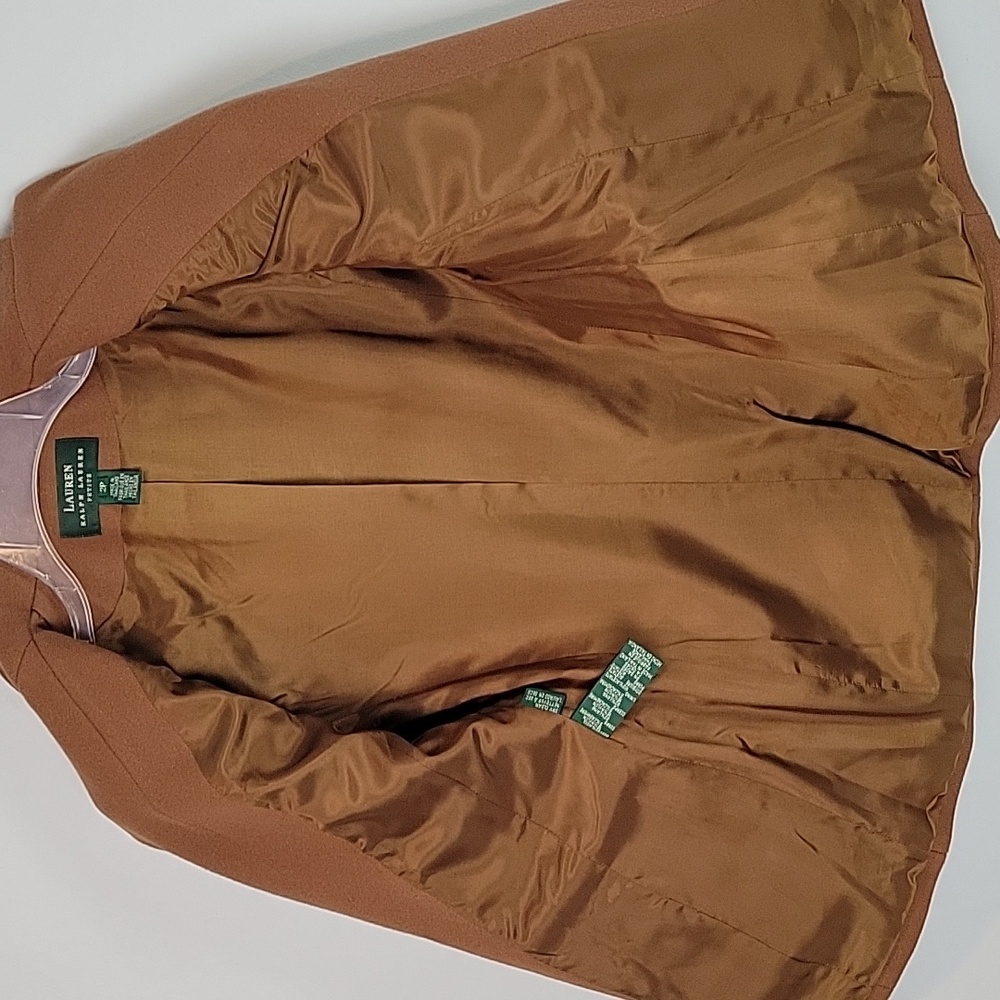 Vintage Ralph Lauren brown grandpa women's blazer wool cashmere size 2P - Picture 4 of 10